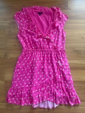 J. Crew Fuchsia Pink Floral Ruffle Mini Dress